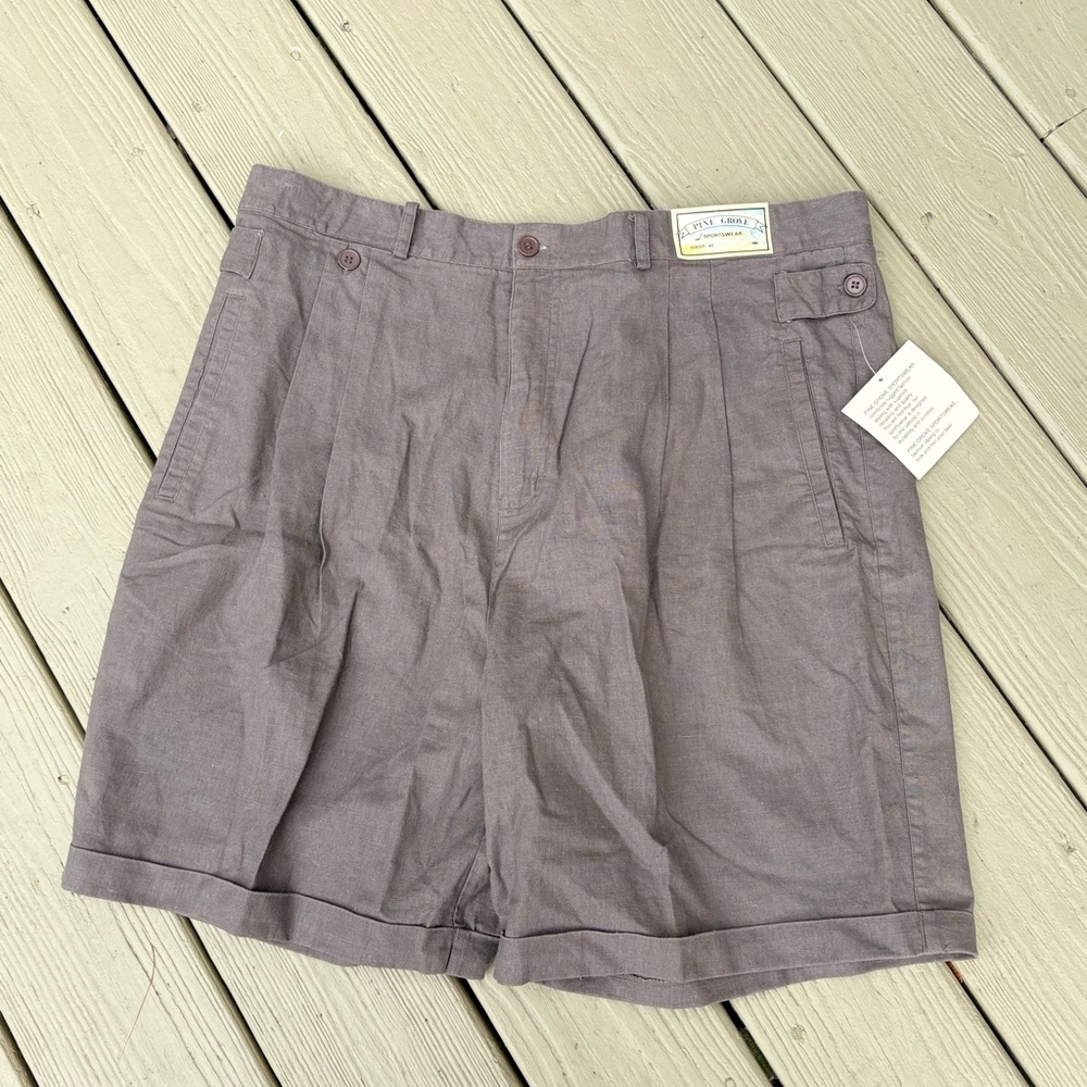 NWT PINE GROVE SPORTSWEAR Light Brown Casual Linen Shorts, Size: 40